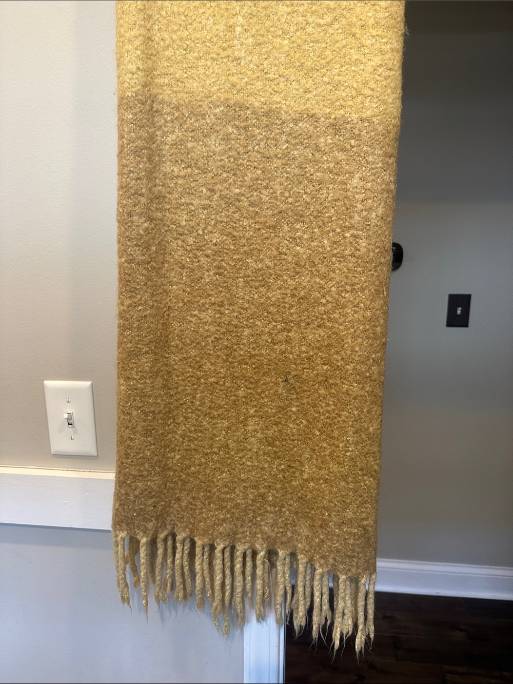 Pottery Barn Cozy Ombre Mustard Fringe Throw Blanket - Picture 2 of 4